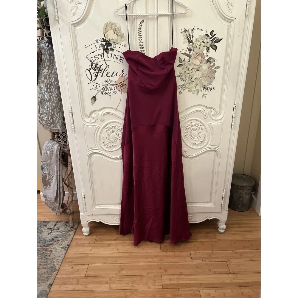 Lulus Compelling Style Plum Purple Maxi Dress Strapless A-Line Size M NWT
